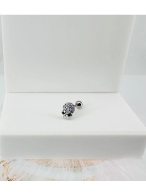 TeknoKapsül Rodyum Zirkon Taşlı Uç Kısmı : Pirinç Kıkırdak Bar Uzunluğu : 6 mm / Bar Kalınlığı 0.8 mm / Top Boy