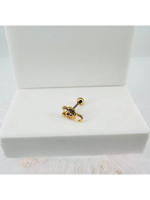 TeknoKapsül Zirkon Taşlı Uç Kısmı : Pirinç Kıkırdak Bar Uzunluğu : 6 mm / Bar Kalınlığı 0.8 mm / Top Boyu 3 mm