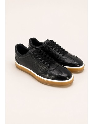 VARNAS Erkek Siyah Hakiki Deri Bağcıklı Sneaker Kauçuk Taban Günlük Casual Ayakkabı – Tempura