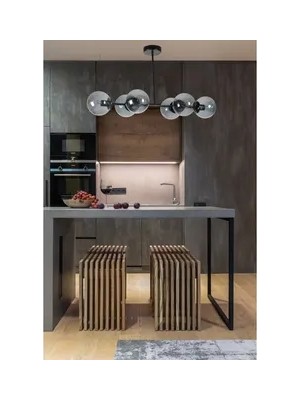 Vivense Yeni Favori Altılı Siyah Füme Camlı Avize