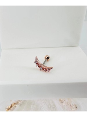 TeknoKapsül Zirkon Taşlı Uç Kısmı : Pirinç Kıkırdak Bar Uzunluğu : 6 mm / Bar Kalınlığı 0.8 mm / Top Boyu