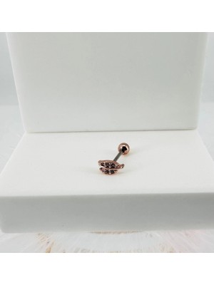 TeknoKapsül Zirkon Taşlı Uç Kısmı : Pirinç Kıkırdak Bar Uzunluğu : 6 mm / Bar Kalınlığı 0.8 mm / Top Boyu