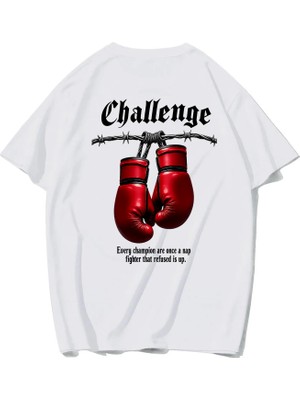 Brz Collection Unisex Oversize Boxing T-Shirt (Beyaz)