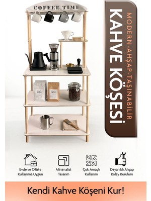 tridihome Kahve Köşesi Rafı Coffee Station Mutfak Düzenleyici Ofis Standı Çok Amaçlı