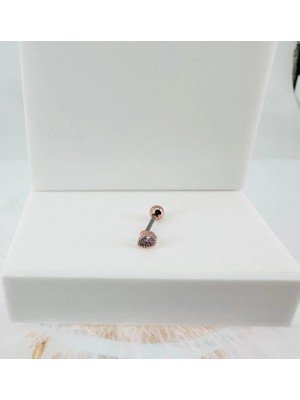 TeknoKapsül Zirkon Taşlı Uç Kısmı : Pirinç Kıkırdak Bar Uzunluğu : 6 mm / Bar Kalınlığı 0.8 mm / Top Boyu