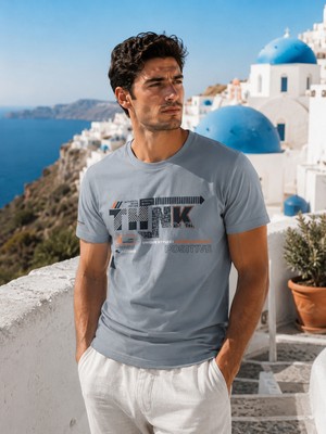 Masimar Erkek Baskılı Pamuk Simit Yaka T-Shirt
