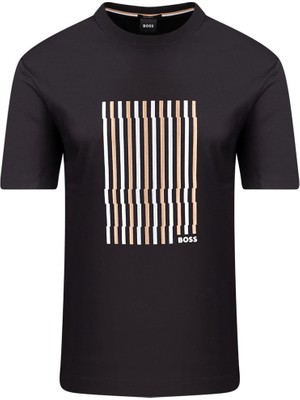 Boss Erkek Logolu Bisiklet Yaka Kısa Kol Standart Siyah1 T-Shirt 50560466-001