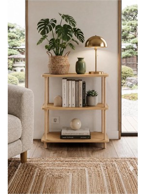 tridihome Modern Minimalist 3 Raflı Kitaplık Ahşap Ayaklı Çok Amaçlı Dekoratif Salon Ofis Düzenleyici Raf