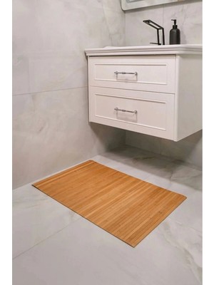 Kitchen Dream Bambu Banyo Matı Çamaşır Makinası Üstü Örtüsü Koltuk Matı Ahşap Kanepe Koltuk Kenarı Matı 68X45 cm