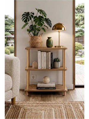 tridihome Modern Minimalist 3 Raflı Kitaplık Ahşap Ayaklı Çok Amaçlı Dekoratif Salon Ofis Düzenleyici Raf
