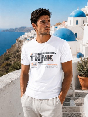 Masimar Erkek Baskılı Pamuk Simit Yaka T-Shirt