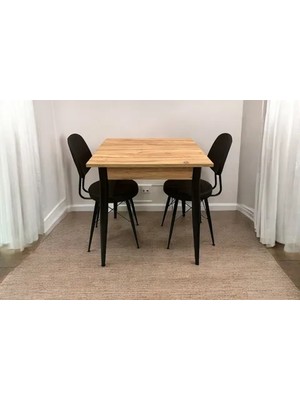Vivense Mendel Masa ve Eyfel Sandalye Takımı, Atlantik Çam, 70X70