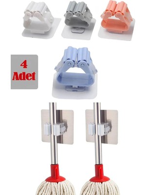 Kitchen Dream 4 Adet Fırça Süpürge Paspas Mop Sapı Tutucu Askı Çok Amaçlı Duvara Monte Mop Askısı
