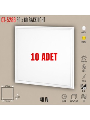 Cata - 40W 10 Adet 60X60 LED Panel (Beyaz-Günışığı) - CT-5283