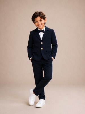 tinytrends Erkek Çocuk Gentleman Ceketli Papyonlu 4'lü %100 Pamuk Takım Elbise