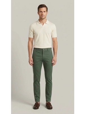 Braccas Erkek Yeşil Slim Fit Pamuklu Chino Pantolon