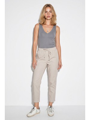 Vena Kadın Alian Beli Lastikli Summer Gabardin Pantolon - Gri