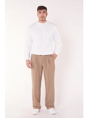 Braccas Erkek Pileli Dökümlü Geniş Paça Vizon Baggy Pantolon