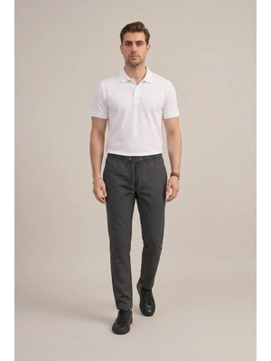 Braccas Erkek Antrasit Slim Fit Lastikli Bel Bağcıklı  Jogger Pantolon