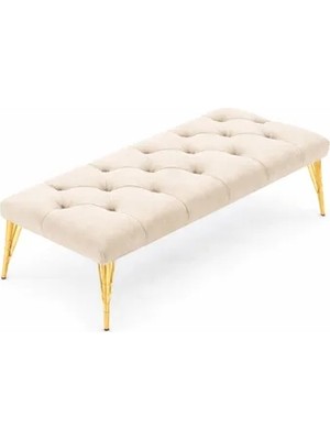 Vivense Ideal Puf, Krem, Gold Metal Ayak