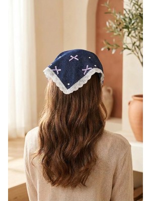Katia & Bony Bandana Formunda Fiyonklu Taşlı Taç Koyu Mavi