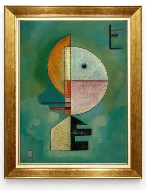 Tablore Geometrik Soyut Kandinsky Tarzı Çerçeveli Tablo - Modern Salon Duvar Dekoru Yeşil