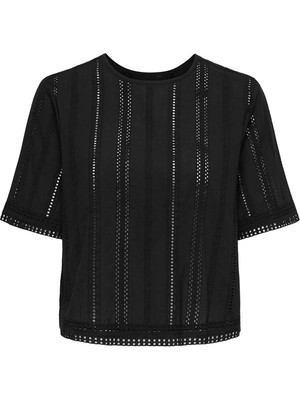 Only Onllıa Ss Emb Top Wvn Kadın Siyah Bluz - 15383837