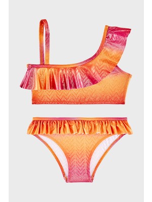 Slipstop Charmiss Junior Tek Omuz Detaylı Hızlı Kuruyan Uv Korumalı Fırfırlı Bikini Kız Çocuk Bikini SB2614000601