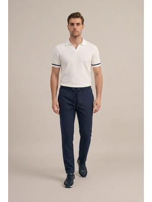 Braccas Erkek Lacivert Slim Fit Lastikli Bel Bağcıklı  Jogger Pantolon