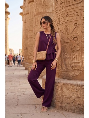 Lela Regular Fit Bağlama Detaylı Bisiklet Yaka Takım Bayan Takım 5866466