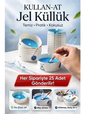 Tasarım Evi 25 Adet Tek Kullanımlık Kül Tablası Kokusuz Taşınabilir Pratik Jel Küllük Seti Ofis Kafe Ev