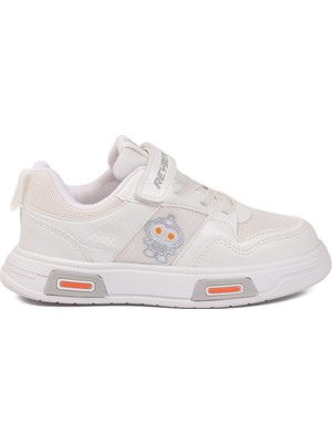 Beyaz Cırtlı Fileli Hafif Unisex Çocuk Spor Ayakkabı 026 F