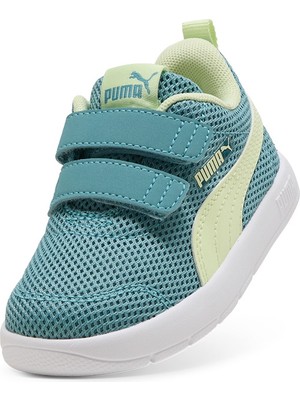 Puma Courtflex V3 Mesh Inf 398086 Su Yeşili Ortopedik Bebek Spor Ayakkabı (Ilk Adım ve Kreş Ayakkabısı)