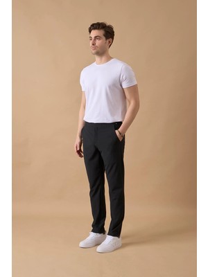 Braccas Erkek Siyah Slim Fit Lastikli Bel Esnek Kumaş Dar Kesim Jogger Pantolon