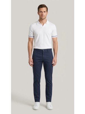 Braccas Erkek Lacivert Slim Fit Pamuklu Chino Pantolon