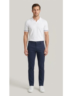 Braccas Erkek Lacivert Slim Fit Pamuklu Chino Pantolon