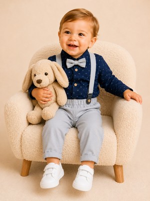 tinytrends Erkek Bebek %100 Pamuk Zıbın Gömlek Salopet Takım Elbise Düğün Mevlüt