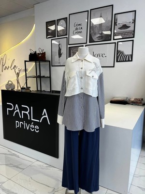 Parla Prive Çizgili Inci Takım
