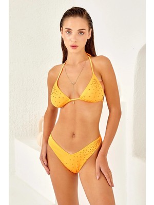 Lapieno Taş Baskılı Brezilian Kesim Üçgen Bikini Takım