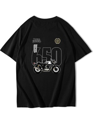 Brz Collection Unisex Oversize Royal Enfield Gt 650 T-Shirt (Siyah)