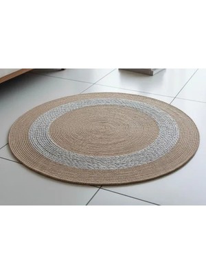 Vivense Kora Yuvarlak Model Halı, Natural Taş Gri, 100 cm