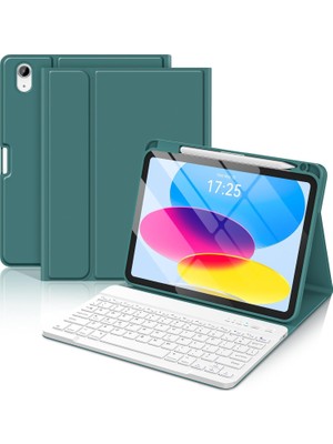 Nezih Case Galaxy Tab S9 FE/S10 FE/S10 Lite Uyumlu  Kablosuz Bluetooth Bağlantılı Kalem Bölmeli Klavyeli Kılıf