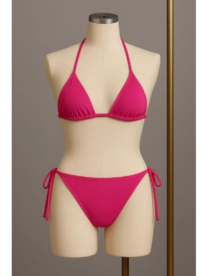 Marsilyan- Kadın Fuşya Yandan Bağlamalı Bikini Mayo Takımı