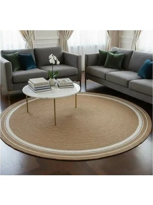 Vivense Mira Yuvarlak Model Halı, Beyaz Natural, 100 cm