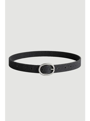 Gusto Oval Tokalı Suni Süet Kemer - Siyah