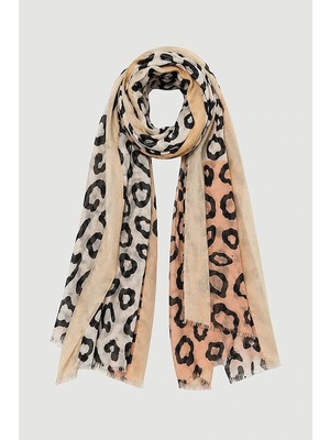 Gusto Leopar Desenli Şal - Vizon