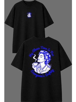 Vsrn Everyone Safety Tasarım Ön Arka Baskılı Siyah Oversize T Shirt