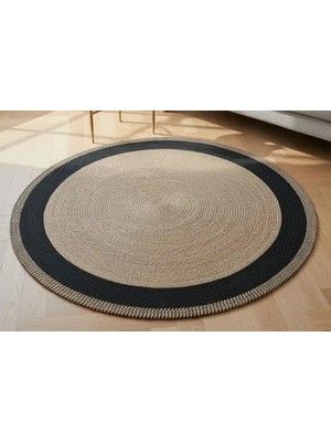 Vivense Nomad Yuvarlak Model Halı, Natural Siyah, 100 cm