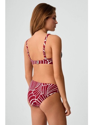 Kom Repali Desenli Üçgen Bikini Takımı Vişne