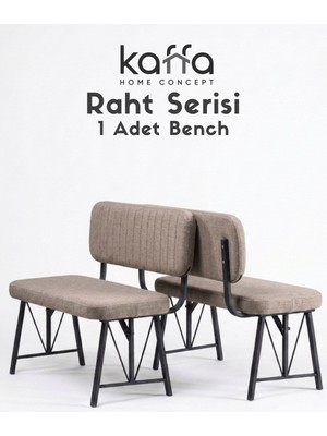 Kaffahome Raht Serisi Metal Iskeletli Bench - 90 cm Keten Kumaş Modern Mutfak & Antre Pufu - 1 Adet Cappucino